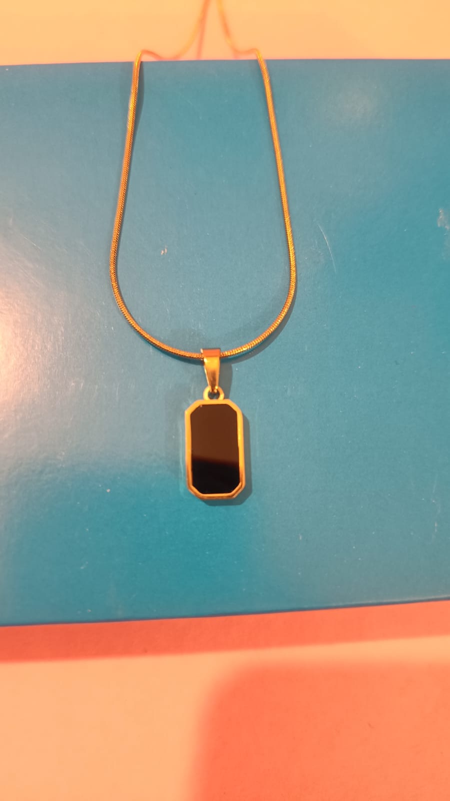 Midnight Black & White Stone Pendant Necklace