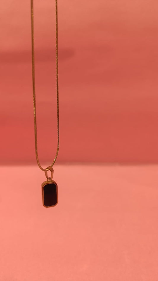 Midnight Black & White Stone Pendant Necklace