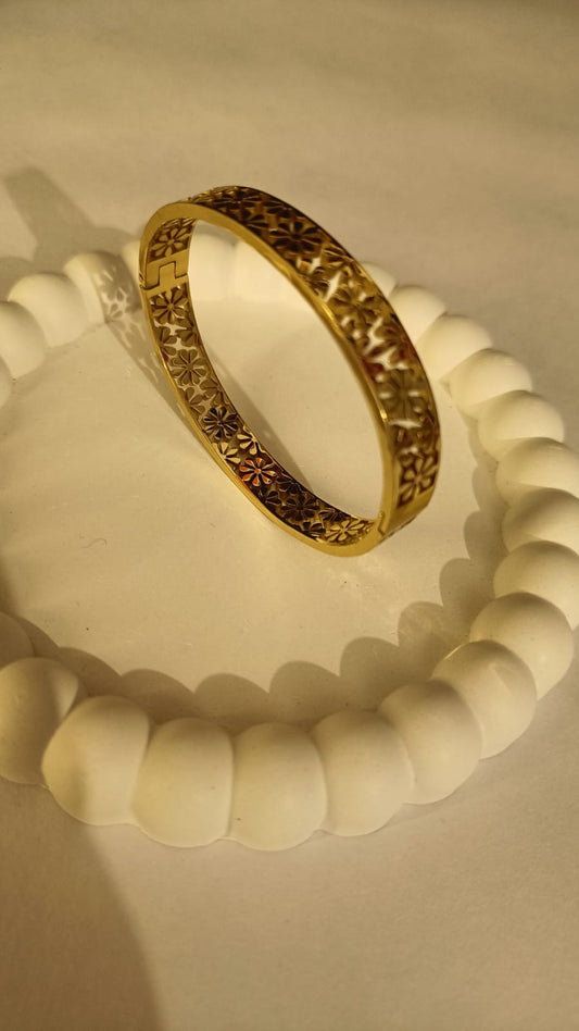 Floral Charm Bangle Bracelet